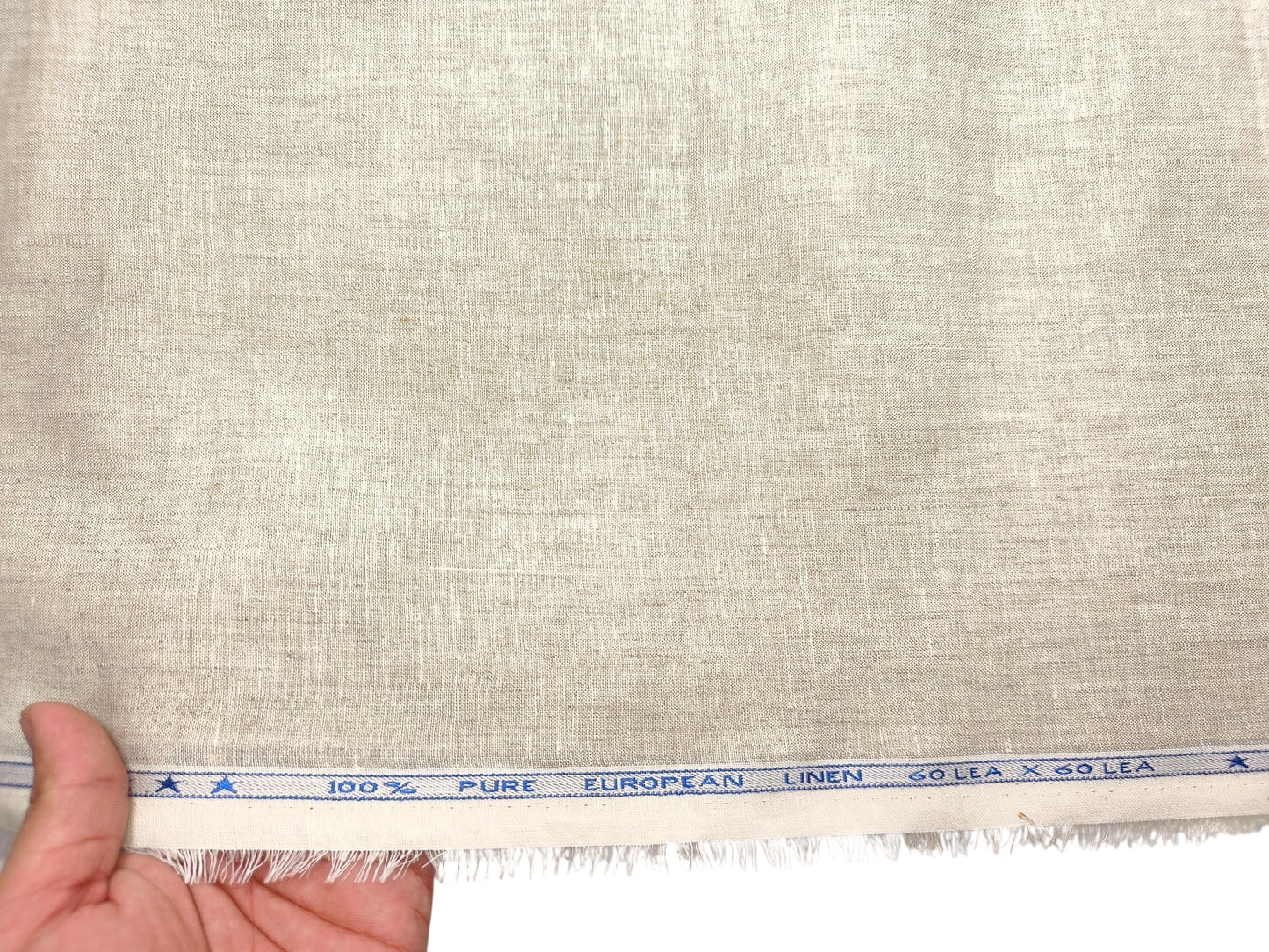 100% Pure Linen 60 LEA Shirting Fabric (Natural, Plain)