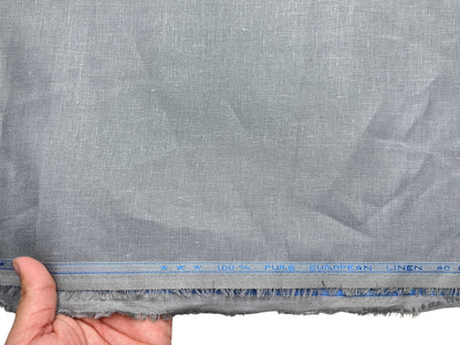100% Pure Linen 60 LEA Shirting Fabric (Steel Grey, Plain)