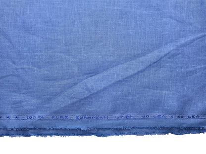 100% Pure Linen 60 LEA Shirting Fabric (Classic Blue, Plain)