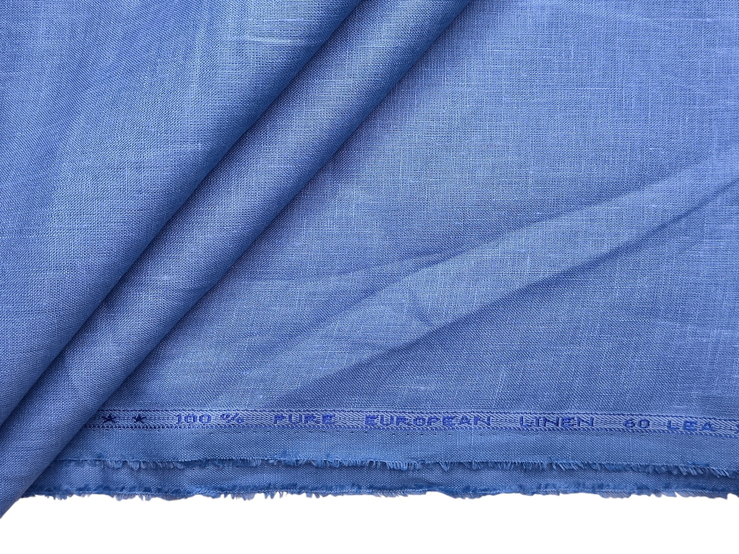 100% Pure Linen 60 LEA Shirting Fabric (Classic Blue, Plain)
