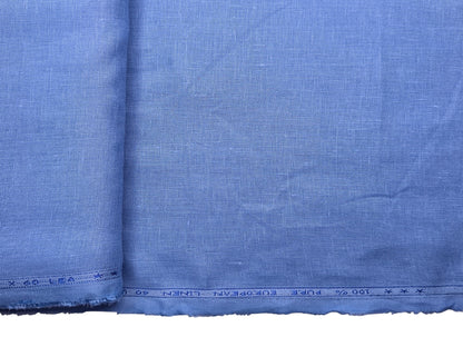 100% Pure Linen 60 LEA Shirting Fabric (Classic Blue, Plain)