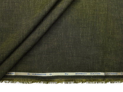 Bombay Rayon Linen Tencel Blended Shirting Fabric (Dark Green, Plain)