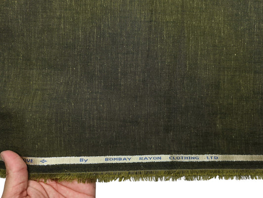 Bombay Rayon Linen Tencel Blended Shirting Fabric (Dark Green, Plain)