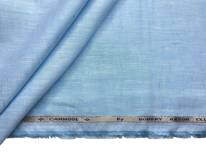 Bombay Rayon Linen Tencel Blended Shirting Fabric (Sky Blue, Plain)