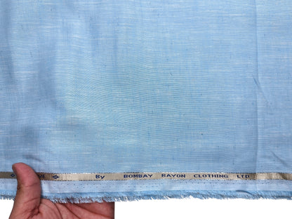 Bombay Rayon Linen Tencel Blended Shirting Fabric (Sky Blue, Plain)