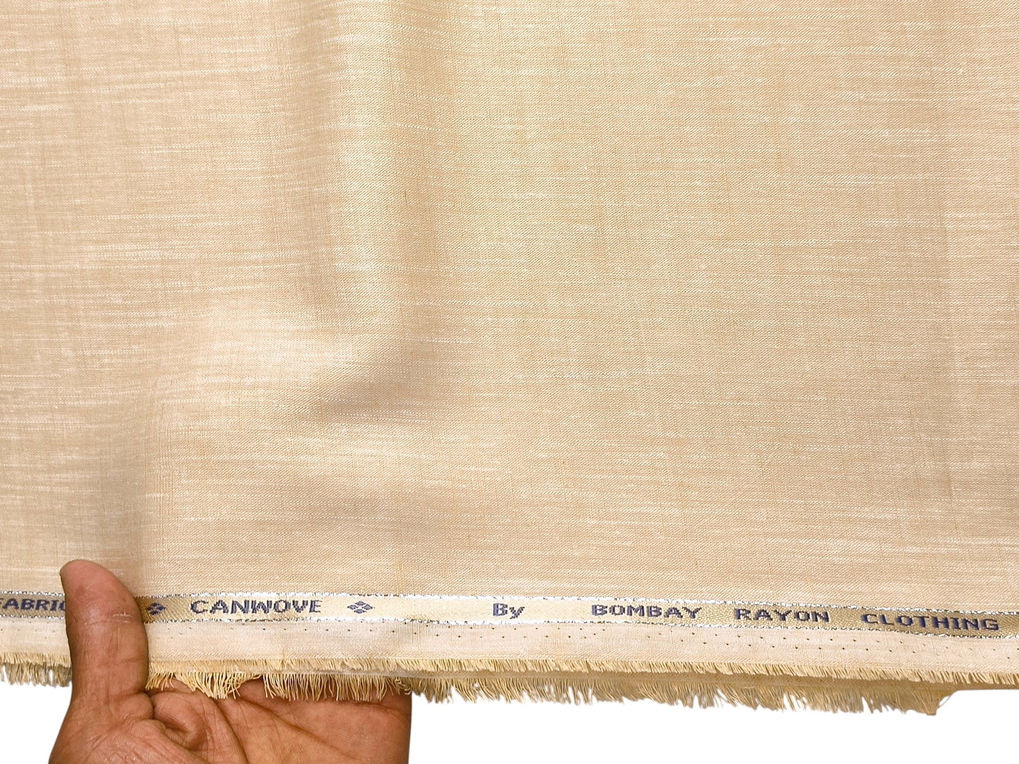 Bombay Rayon Linen Tencel Blended Shirting Fabric (Light Beige, Plain)
