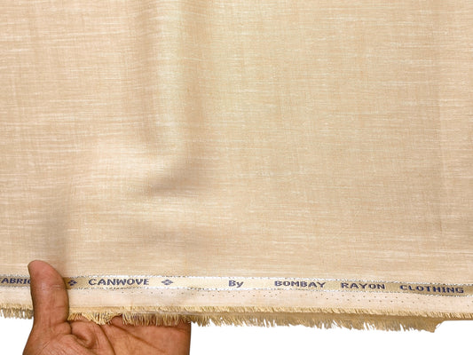 Bombay Rayon Linen Tencel Blended Shirting Fabric (Light Beige, Plain)