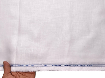 Bombay Rayon Linen Tencel Blended Suiting Fabric (White, Plain)