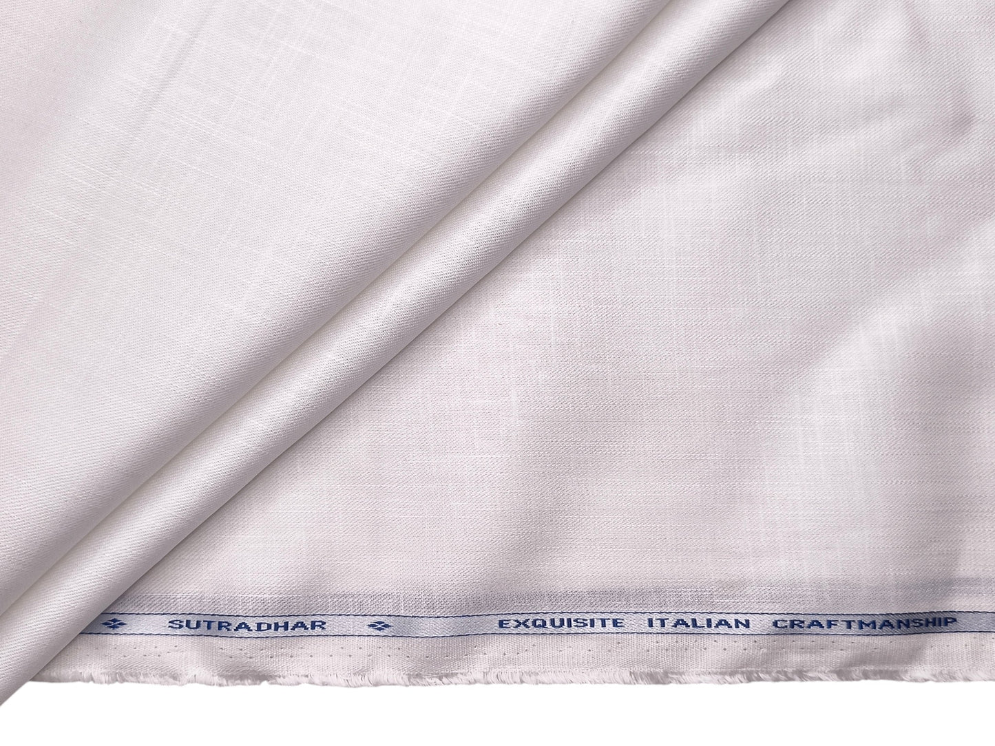 Bombay Rayon Linen Tencel Blended Suiting Fabric (White, Plain)
