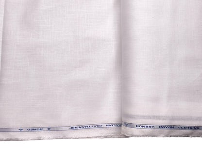 Bombay Rayon Linen Tencel Blended Suiting Fabric (White, Plain)