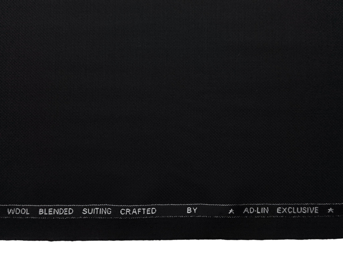 AD-LIN Super 90's Extrafine Merno Wool Blended Suiting Fabric (Black , Textured)