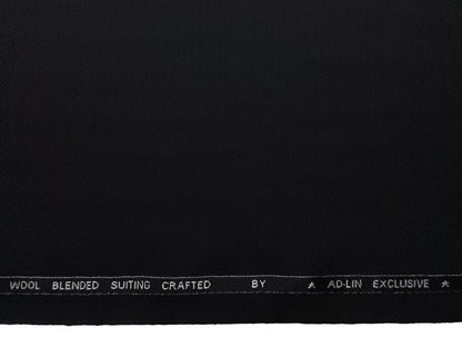 AD-LIN Super 90's Extrafine Merno Wool Blended Suiting Fabric (Black , Textured)