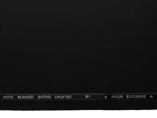 AD-LIN Super 90's Extrafine Merno Wool Blended Suiting Fabric (Black , Textured)