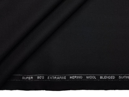AD-LIN Super 90's Extrafine Merno Wool Blended Suiting Fabric (Black , Textured)