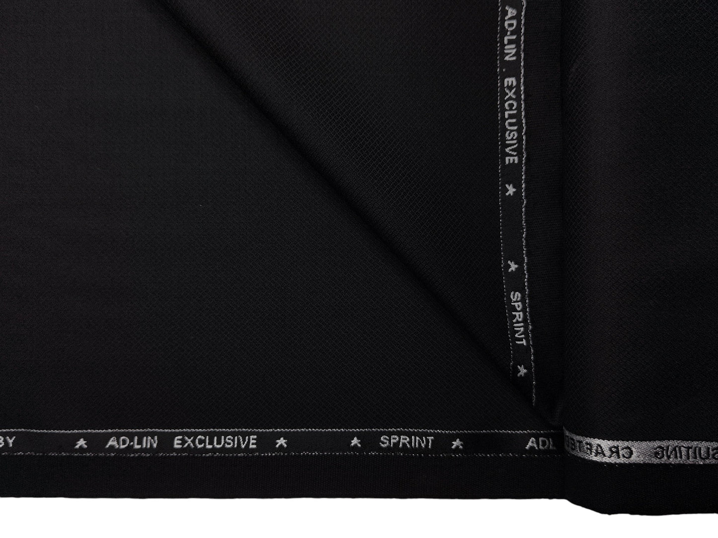 AD-LIN Super 90's Extrafine Merno Wool Blended Suiting Fabric (Black , Textured)