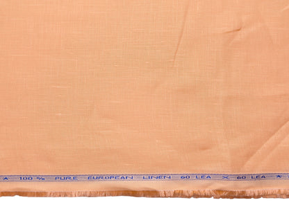 100% Pure Linen 60 LEA Shirting Fabric (Light Orange, Plain)