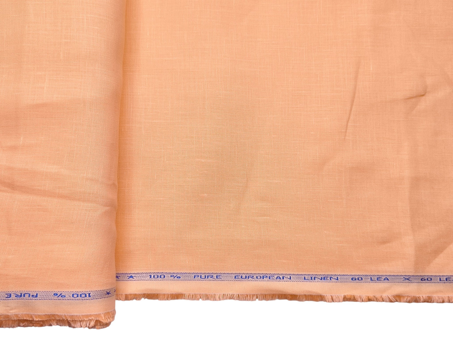 100% Pure Linen 60 LEA Shirting Fabric (Light Orange, Plain)