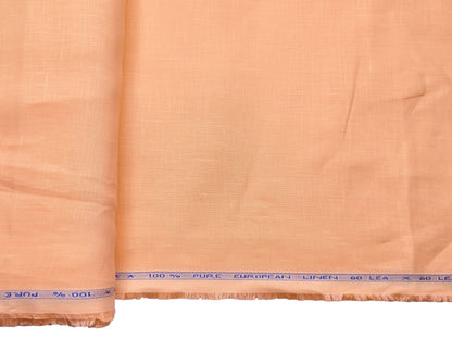 100% Pure Linen 60 LEA Shirting Fabric (Light Orange, Plain)