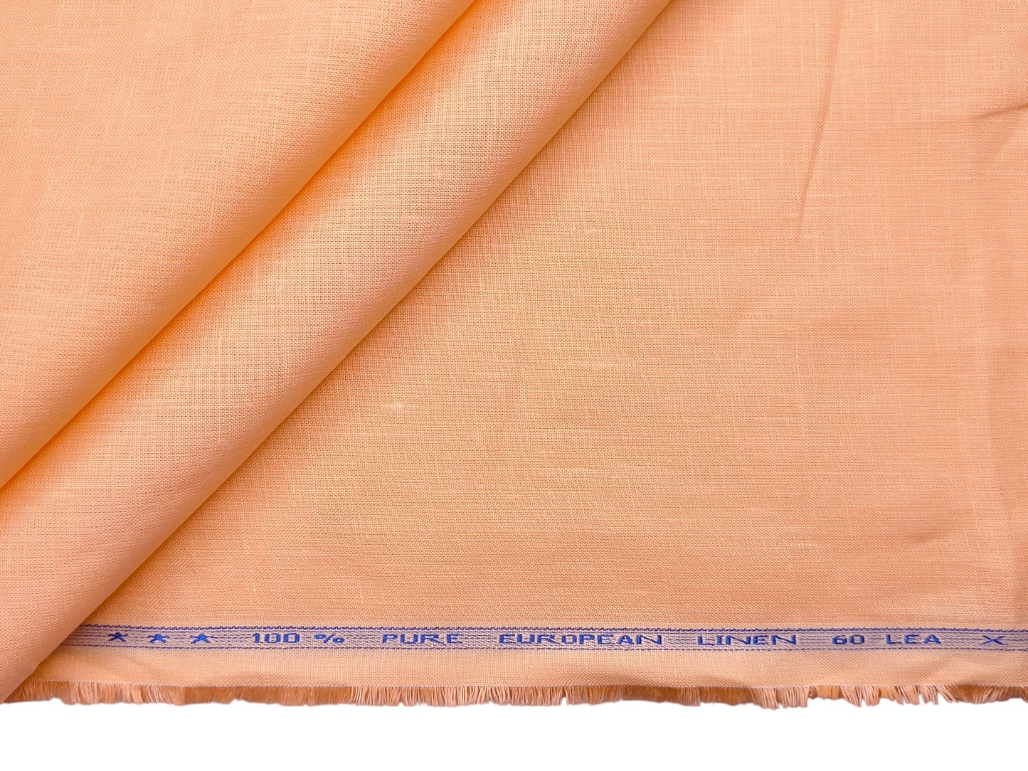 100% Pure Linen 60 LEA Shirting Fabric (Light Orange, Plain)