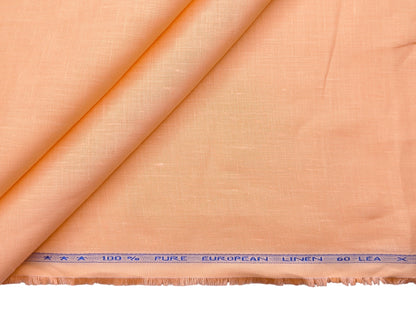 100% Pure Linen 60 LEA Shirting Fabric (Light Orange, Plain)