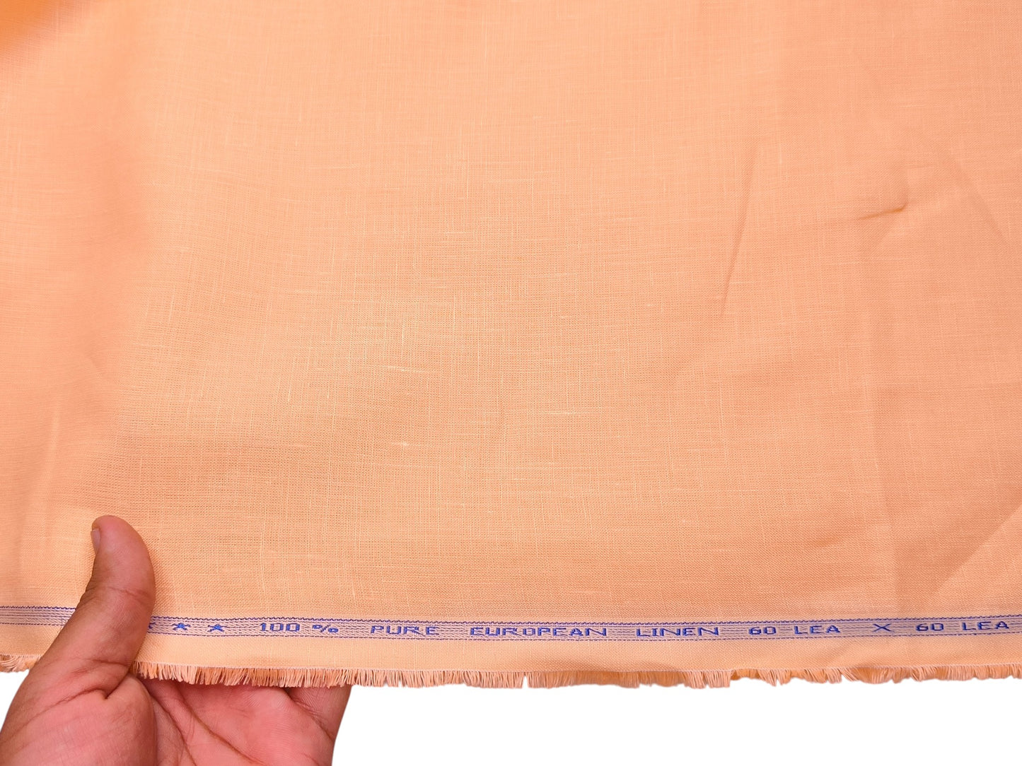 100% Pure Linen 60 LEA Shirting Fabric (Light Orange, Plain)