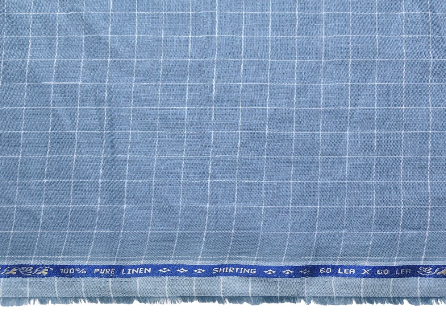 100% Pure Linen 60 LEA Shirting Fabric Shirting Fabric (Pastel Blue, Checks)