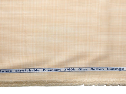 Arvind Tresca 2/60s Wrinkle Resistant 100% Pure Giza Cotton Suiting Fabric (Beige, Checks)