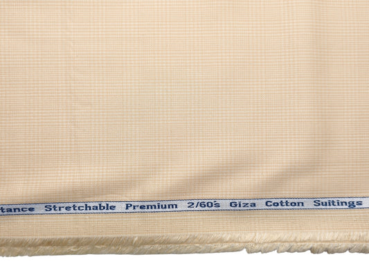 Arvind Tresca 2/60s Wrinkle Resistant 100% Pure Giza Cotton Suiting Fabric (Beige, Checks)