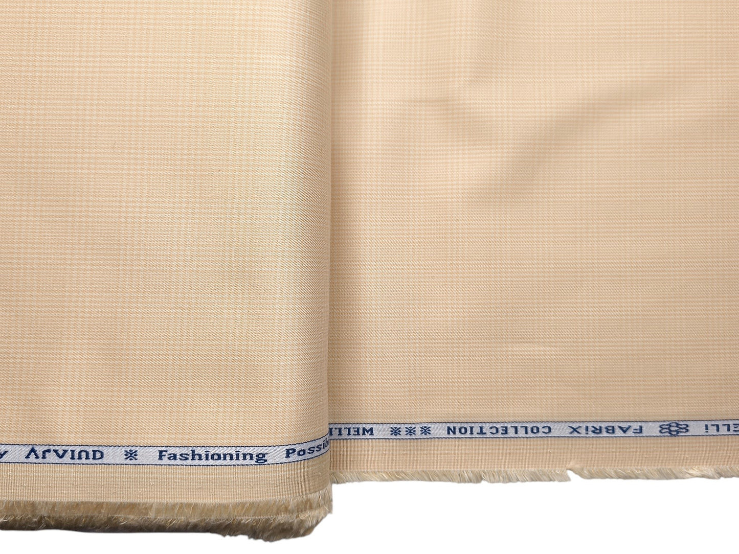 Arvind Tresca 2/60s Wrinkle Resistant 100% Pure Giza Cotton Suiting Fabric (Beige, Checks)