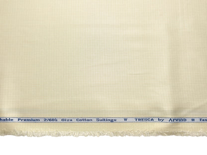 Arvind Tresca 2/60s Wrinkle Resistant 100% Pure Giza Cotton Suiting Fabric (Cream Beige, Self Patterned)