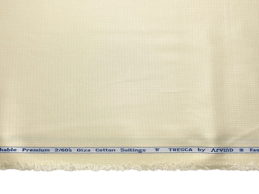 Arvind Tresca 2/60s Wrinkle Resistant 100% Pure Giza Cotton Suiting Fabric (Cream Beige, Self Patterned)