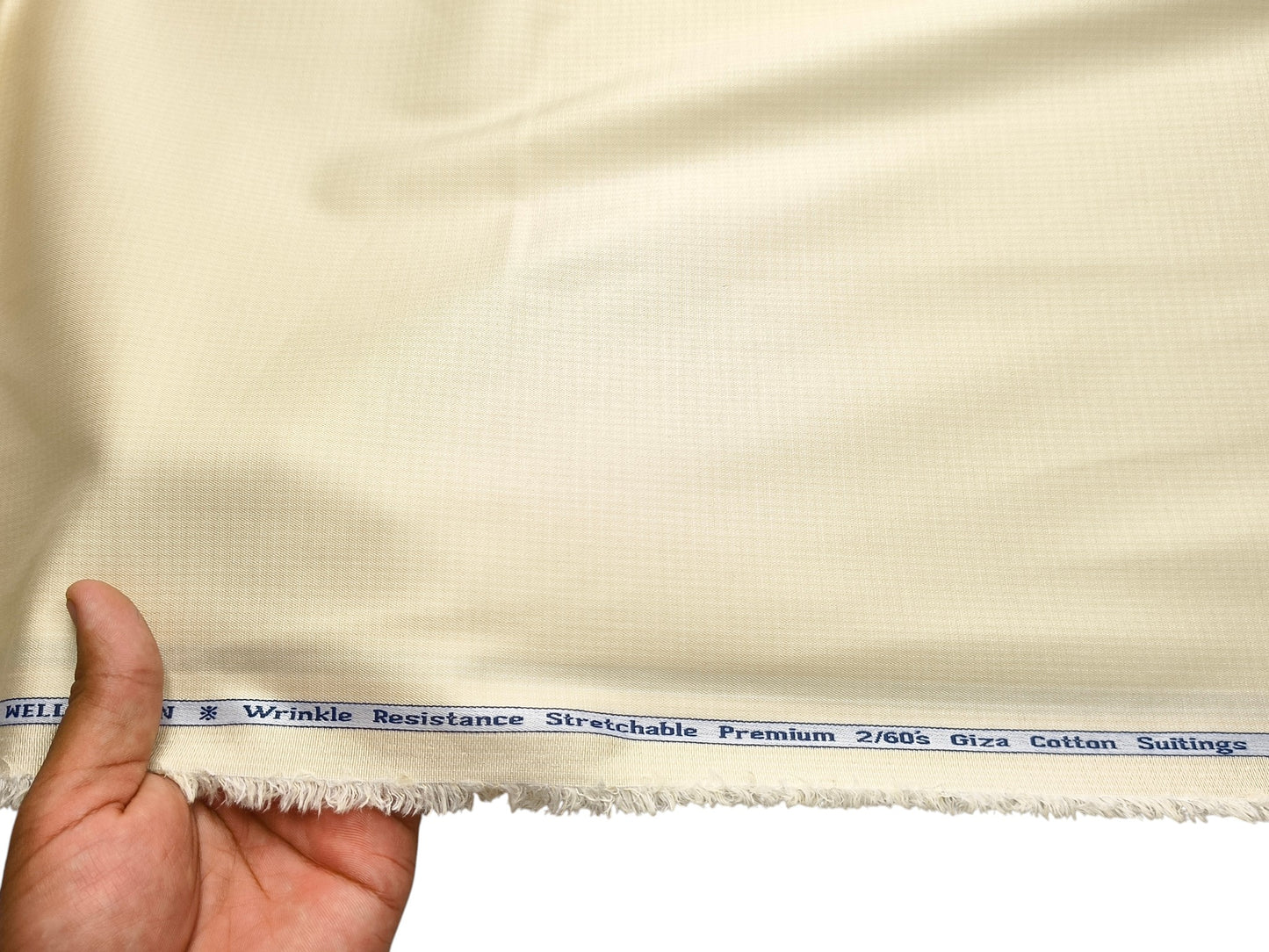 Arvind Tresca 2/60s Wrinkle Resistant 100% Pure Giza Cotton Suiting Fabric (Cream Beige, Self Patterned)