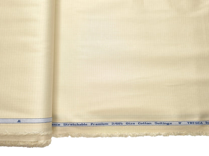 Arvind Tresca 2/60s Wrinkle Resistant 100% Pure Giza Cotton Suiting Fabric (Cream Beige, Self Patterned)