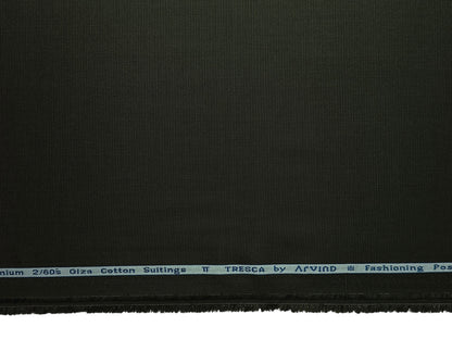 Arvind Tresca 2/60s Wrinkle Resistant 100% Pure Giza Cotton Suiting Fabric (Deep Olive Green, Micro Weave)