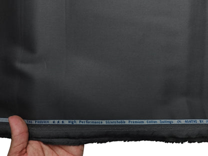 Arvind The Pheonix 100% Pure Cotton Premium Suiting Fabric (Charcoal Grey, Plain)