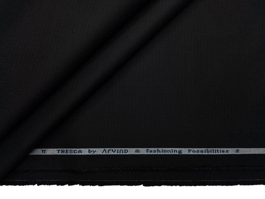 Arvind Tresca 2/60s Wrinkle Resistant 100% Pure Giza Cotton Suiting Fabric (Black , Self Patterned)