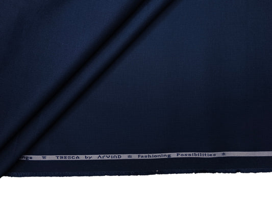 Arvind Tresca 2/60s Wrinkle Resistant 100% Pure Giza Cotton Suiting Fabric (Royal Blue, Plain)