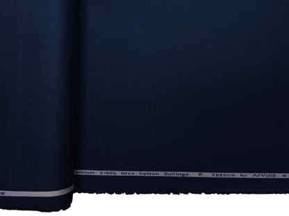 Arvind Tresca 2/60s Wrinkle Resistant 100% Pure Giza Cotton Suiting Fabric (Royal Blue, Plain)