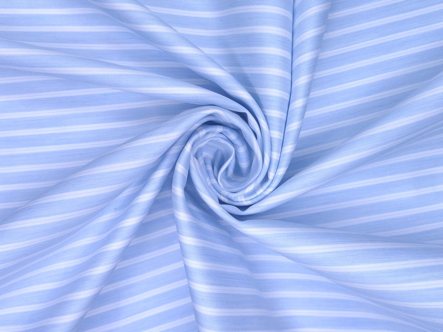 Vercelli Italy 2/100s Finest Supima Cotton Shirting Fabric (Sky Blue, Stripes)