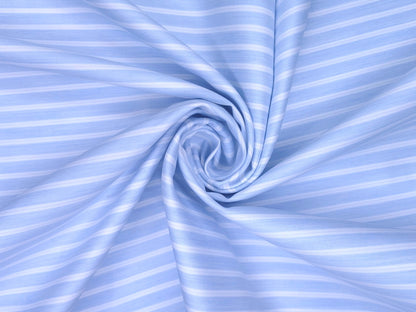Vercelli Italy 2/100s Finest Supima Cotton Shirting Fabric (Sky Blue, Stripes)