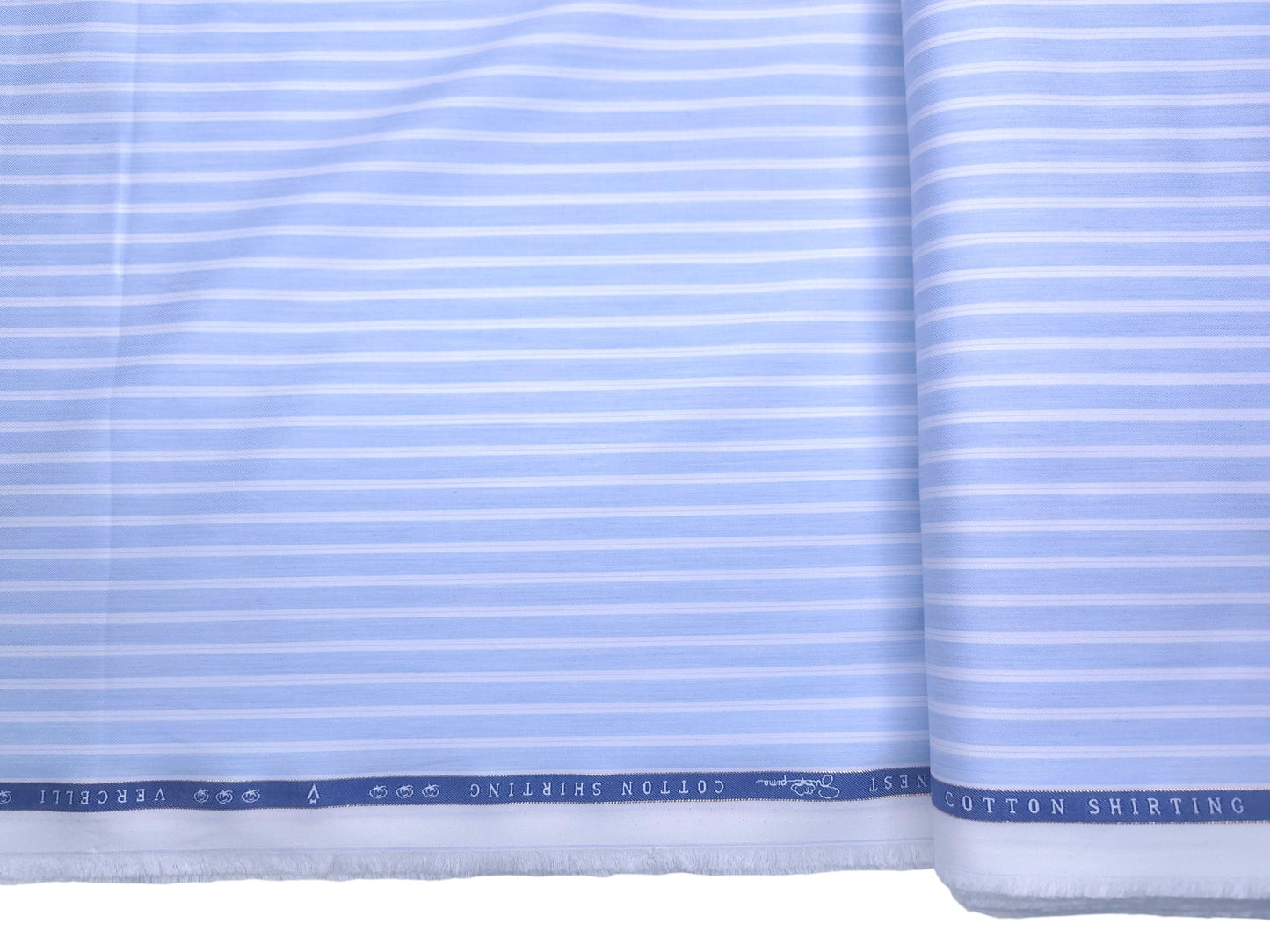 Vercelli Italy 2/100s Finest Supima Cotton Shirting Fabric (Sky Blue, Stripes)