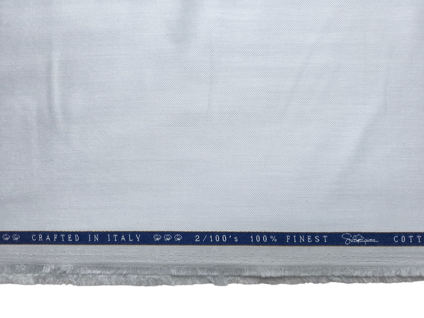 Vercelli Italy 2/100s Finest Supima Cotton Shirting Fabric (Light Grey, Herringbone)