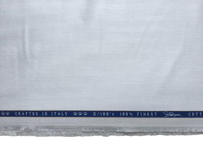 Vercelli Italy 2/100s Finest Supima Cotton Shirting Fabric (Light Grey, Herringbone)