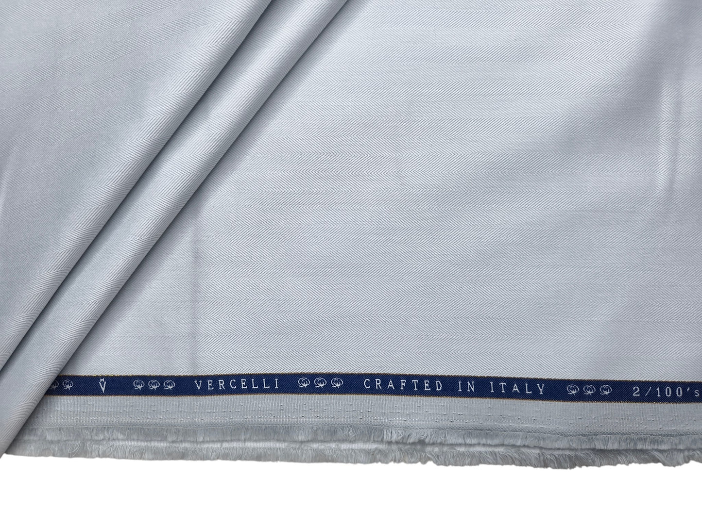 Vercelli Italy 2/100s Finest Supima Cotton Shirting Fabric (Light Grey, Herringbone)