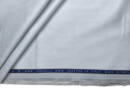 Vercelli Italy 2/100s Finest Supima Cotton Shirting Fabric (Light Grey, Herringbone)