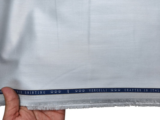 Vercelli Italy 2/100s Finest Supima Cotton Shirting Fabric (Light Grey, Herringbone)
