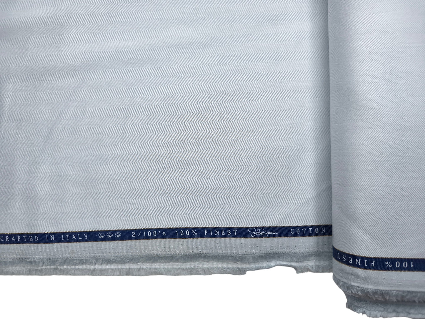 Vercelli Italy 2/100s Finest Supima Cotton Shirting Fabric (Light Grey, Herringbone)