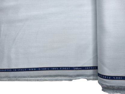 Vercelli Italy 2/100s Finest Supima Cotton Shirting Fabric (Light Grey, Herringbone)