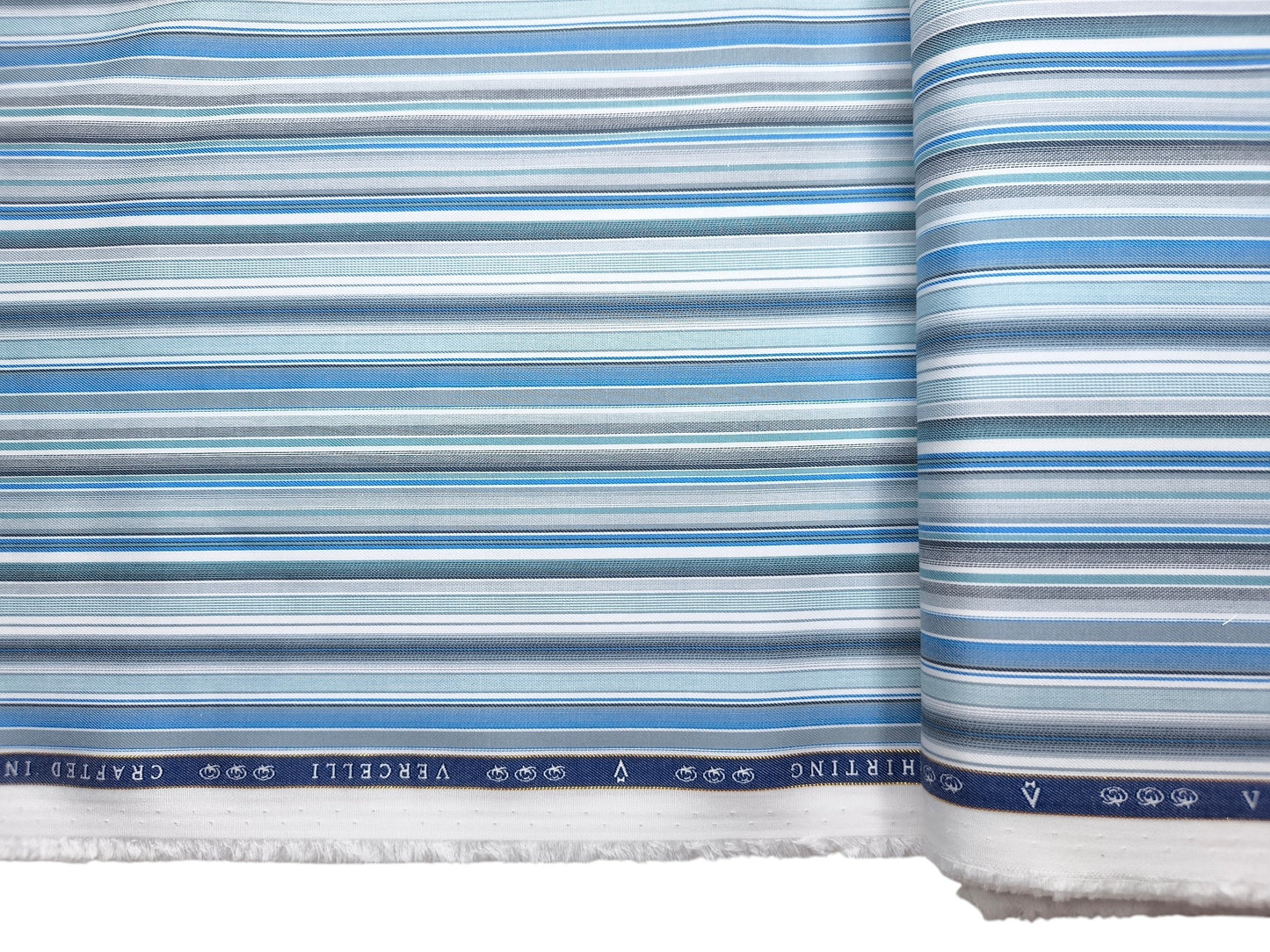 Vercelli Italy 2/100s Finest Supima Cotton Shirting Fabric (Blue, Multistripes)