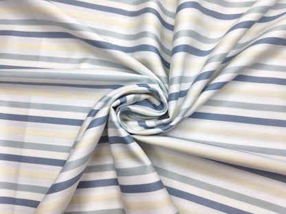 Vercelli Italy 2/100s Finest Supima Cotton Shirting Fabric (White , Blue & Yellow, Multistripes)